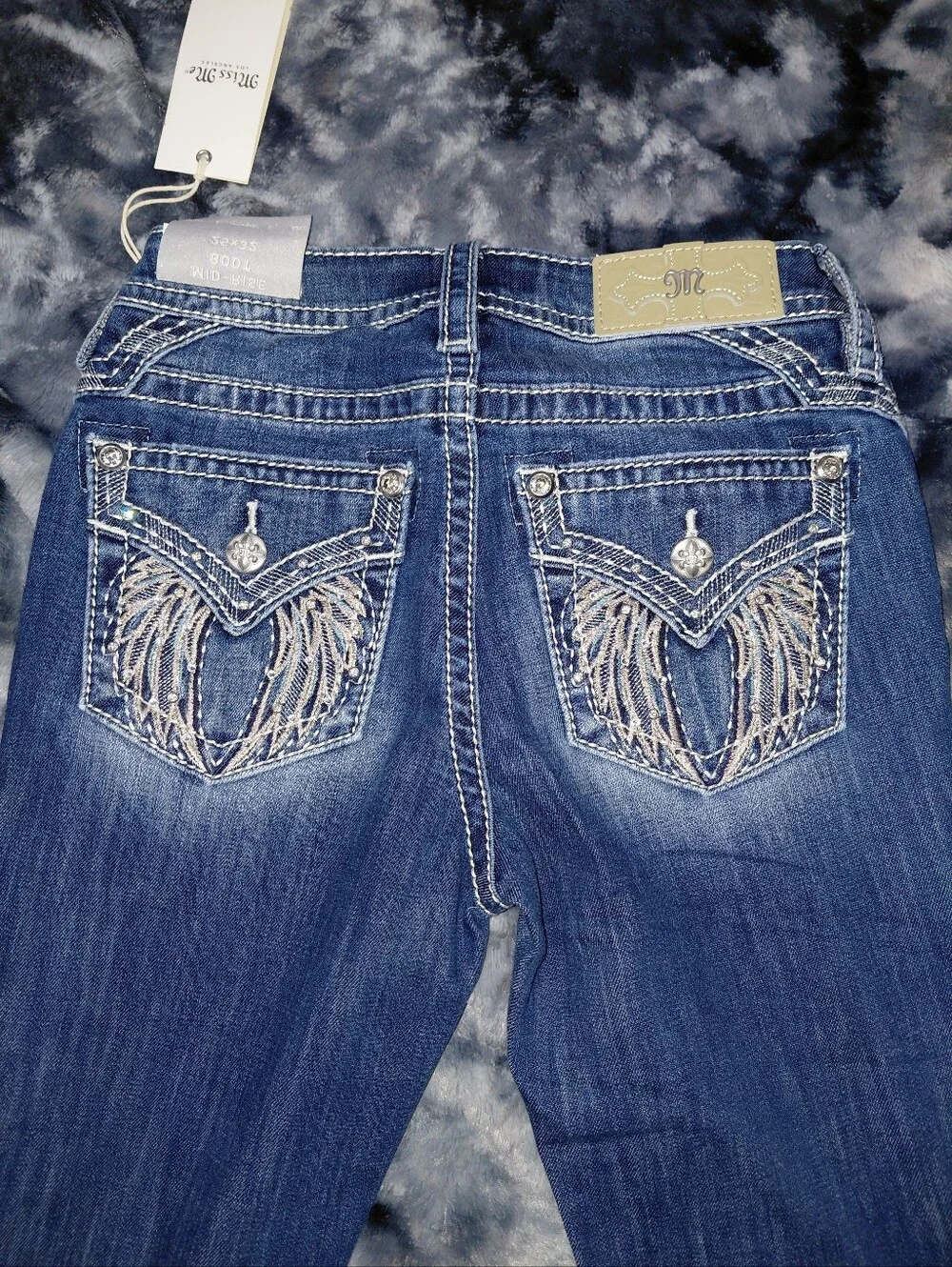 Miss Me Bootcut Jeans 25 Dark Wash Rhinestone Angel Wing Y2K Western NWT